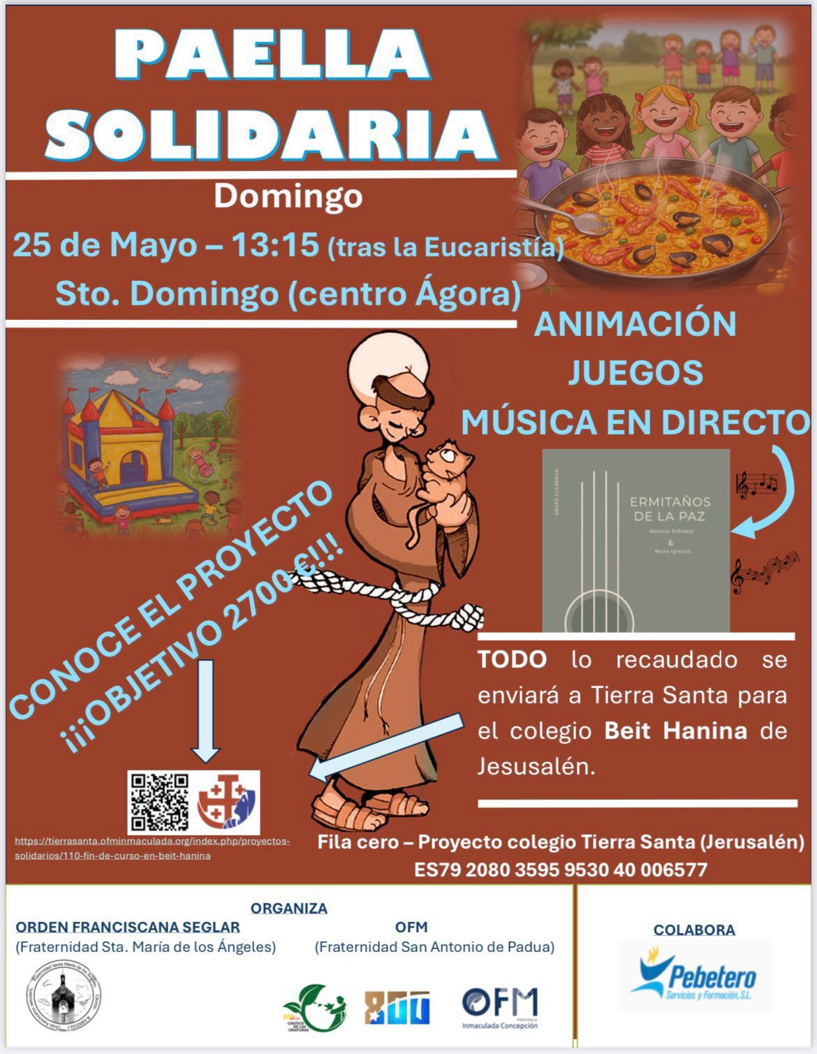 Paella solidaria para los niños del Colegio franciscano de Beit Hanina de Jerusalén